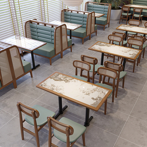 定制咖啡中西餐厅卡座沙发日本韩国料理店泰国火锅店实木桌椅组合