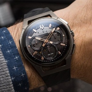 代购Bulova 98A162计时码表钛合金手表深灰色表盘宝路华男士手表