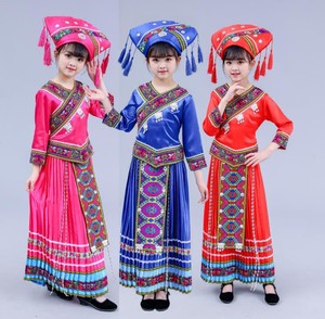 56个民族壮族仫佬族水族僳僳族少数民族舞蹈服演出服舞台服装儿童