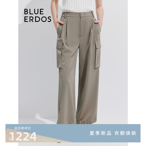 BLUE ERDOS24春夏新款气质通勤大口袋微收脚口休闲女裤B245M1022