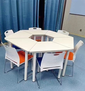 中小学生培训课桌椅梯形桌六边形组合书桌自由拼接电脑桌学校课桌