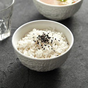 创意米饭碗家用2024新款高级感餐具陶瓷碗勺子单个4.5寸吃饭小碗