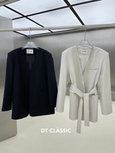 DT广州UUS气质黑色西装外套女装新款秋冬高级感小西服配腰带3940