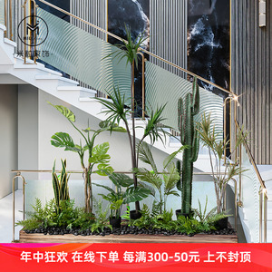 室内仿真植物造景极简龙血树橱窗假绿植楼梯下装饰景观仿生大盆栽