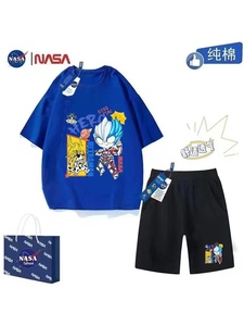 NASA奥特曼套装男童夏装2024布莱泽短袖t恤全棉儿童短裤童装衣服
