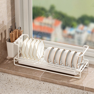 窗台窄款碗碟架橱柜内盘子收纳碗盘架子厨房台面置物架沥水碗盘架