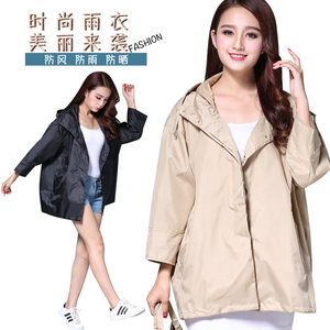 日式时尚风衣式短款防水防风透气宽松可爱韩版男女士简单雨衣外套