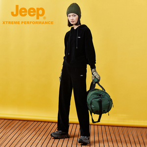 Jeep吉普针织卫衣两件套套装女式秋冬运动休闲灯芯绒面料宽松卫衣