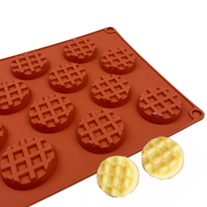 圆形华夫饼模具硅胶巧克力翻糖蛋糕装饰小摆件烤盘烤箱用烘焙工具