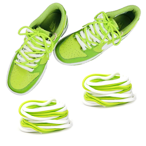 Dunk青苹果草绿色加粗半圆形白色纯圆荧光绿休闲板鞋烂苹果鞋带绳