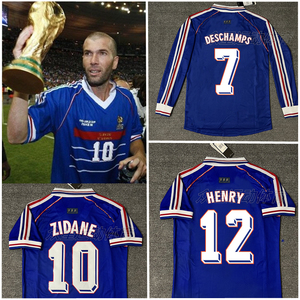 98法国球衣主场10号齐达内复古足球服1998世界杯7号德尚长袖套装