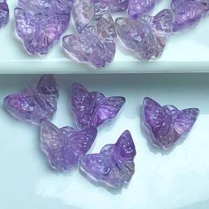 天然紫水晶 蝴蝶 转运饰品diy晶体通透精美雕刻手链手串串饰配件