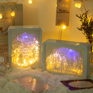 光影镜面纸雕灯送闺蜜生日礼物创意女生礼品3D立体卧室床头小夜灯