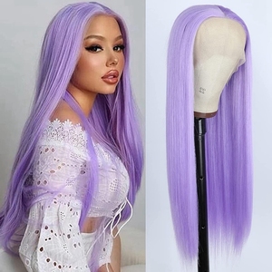 purple long hair Cosplay wigs 紫色自由分前蕾丝假发 可烫 ins