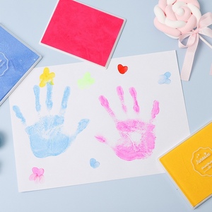 手指画手掌画印泥印台绘画幼儿园活动婚礼彩色颜料超大盒方形印台