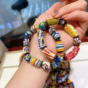 原创设计非洲贸易珠琉璃单圈手串文玩时尚饰品佛珠手链情侣礼物