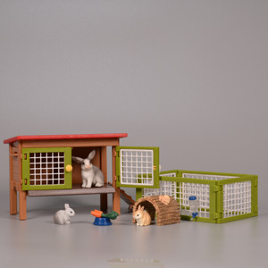 高品质出口仿真动物小兔子灰兔野兔家兔模型玩具过家家小猫兔笼