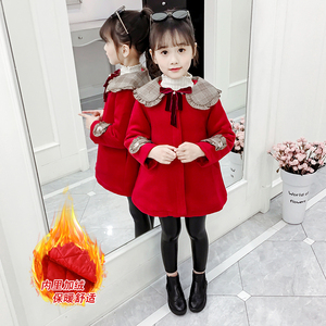 女童洋气加绒加厚呢子大衣小女孩冬装2022新款儿童时髦中国风外套