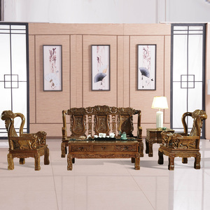 红木家具非洲鸡翅木战国象头沙发中式明清仿古全实木客厅组合沙发