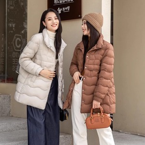 韩版时尚轻薄羽绒服女中长款2023新款宽松洋气显瘦白鸭绒保暖外套
