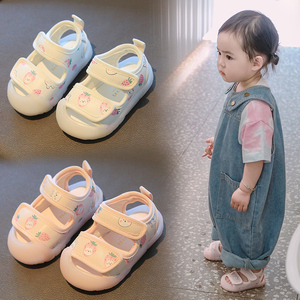 女宝宝凉鞋夏季0一1-2岁小童鞋卡通包头婴幼儿鞋子婴儿软底学步鞋