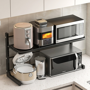 厨房微波炉置物架多功能家用台面电饭锅一体双层电器烤箱架子加长