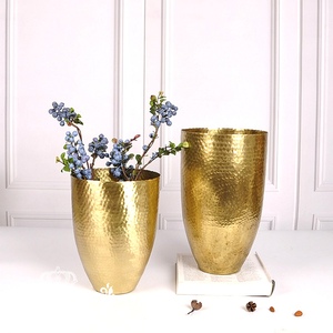 印度进口手工锤纹黄铜家居客厅装饰花器花瓶北欧ins创意摆件礼品