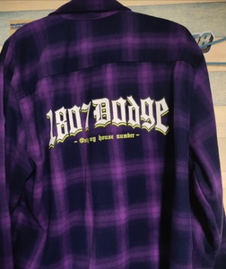 1807绝版  紫色格子印花宽松嘻哈潮流街头长袖衬衣18FW  95成新