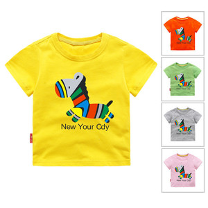 夏季宝宝可爱洋气彩色小斑马图案短袖t恤男女童半袖体恤儿童童装