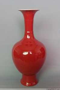 景德镇陶瓷仿古高温颜色釉季红花瓶装饰观赏瓷器工艺品