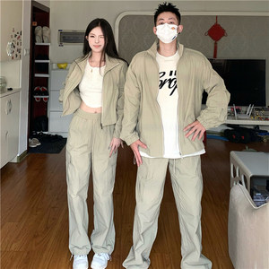 小众设计感情侣装秋季韩版两件套装法式一长一短夹克外套ins潮牌