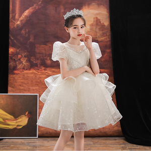 儿童演出服女童生日公主裙夏季十岁12岁10短款小学生主持人礼服女