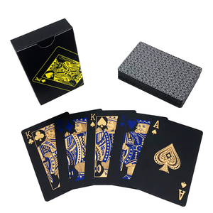 德州标准黑芯PVC塑料扑克牌 防水镀金蓝创意礼品耐用娱乐游戏卡片