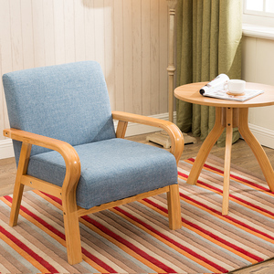 实木曲木单人沙发椅家用极简单阳台布置民宿卧室休闲喝茶几小沙发