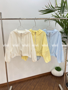 VIVI韩国代购PH23正品女装2024夏季新款简约连帽拉链纯色防晒外套