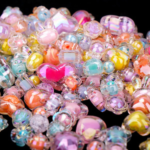 散装珠子水晶串珠五彩珠中珠手工diy材料彩色儿童手链可爱饰品配