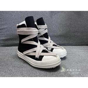 Rick Owens/RO 24新款五角星绑带板鞋男女同款厚底帆布鞋高帮鞋