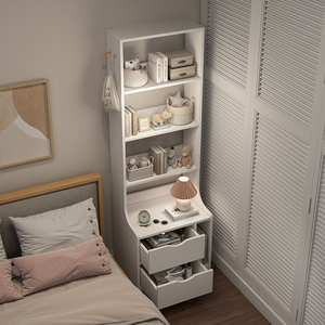床头柜简易出租房专用床头柜挂衣架一体立式收纳柜子带置物小书架