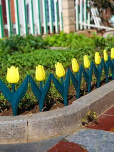仿真郁金香花朵塑料栏围栏篱笆栅花园草坪装饰造景室外庭院装饰品