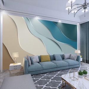 北欧轻奢卧室床头背景墙壁纸抽象艺术装饰墙布客厅沙发电视墙壁画