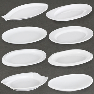 密胺椭圆形白色鱼盘大号餐厅饭店凉炒菜盘创意蒸鱼盘塑料碟子商用