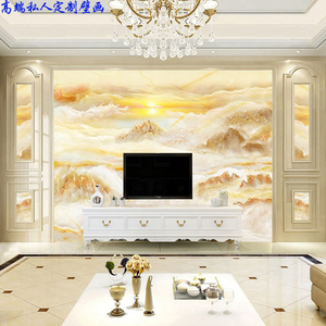 新中式电视背景墙壁纸简约现代仿大理石纹墙纸8d客厅无缝壁画墙布