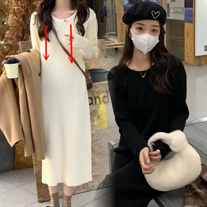 哺乳衣春装时尚长袖针织显瘦喂奶连衣裙产后宽松母乳期衣服上衣潮