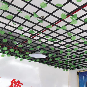 格栅吊顶装饰藤创意店铺饭店葡萄叶铝格栅铁格栅吊顶材料PVC塑料