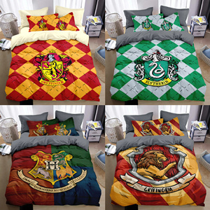 哈利波特床上四件套全棉纯棉卡通床单人魔法师徽章被套儿童三件套
