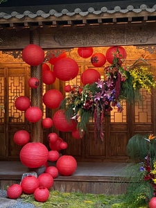 纸灯笼结婚装饰小灯笼挂饰婚庆红色吊灯罩中式传统婚礼节日喜字灯