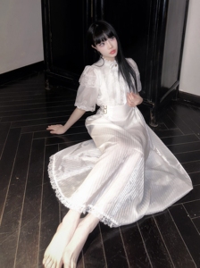 muggle studio 留洋千金斗篷夏季清凉度假气质白色连衣长裙子高级