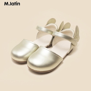Mlatin马拉丁女童鞋2023年夏款蝴蝶包头鞋子魔术贴皮鞋12331S523X