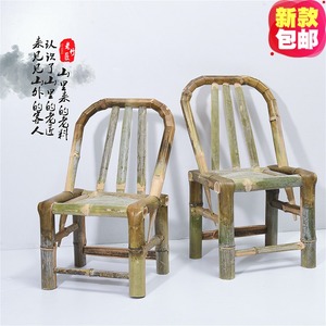 竹子凳子靠背椅家用复古餐厅椅火锅饭店快餐椅现代简约成人竹椅子