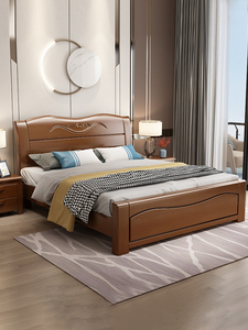 新中式实木床18米大床15米12M双人床经济型现代家具主卧室储物